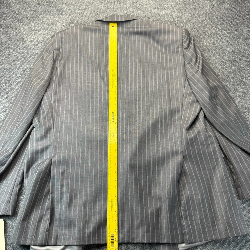 Hart Schaffner Marx Men's 2pc Suit Gray Pinstripe 50L Pleated Pants 44x28 USA